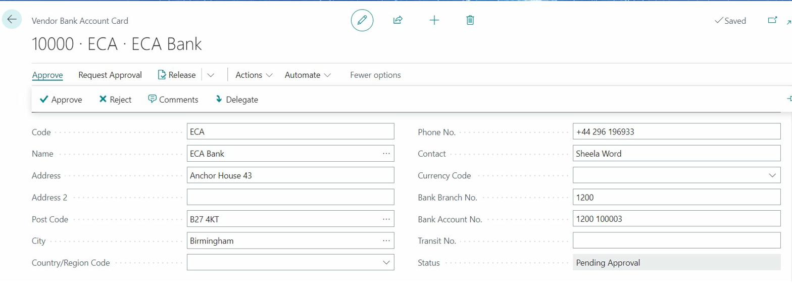 Approve from Vendor Bank Card
